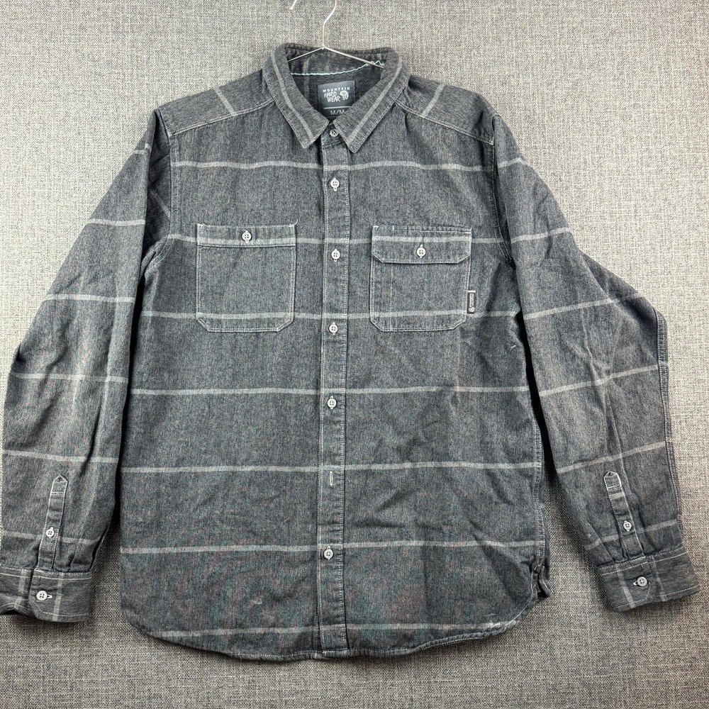 Mountain Hard Wear Shirt Mens Medium‎ Gray Flannel Button Down Casual Outdoors